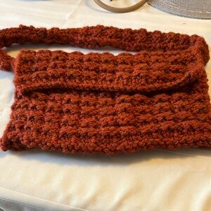 Handmade BoHo crocheted rust color purse